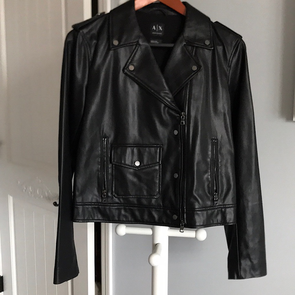 Armani exchange smooth  leather jacket women